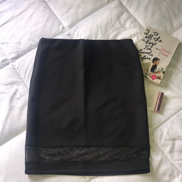 Black Lush Fashion Skirt w/ Mesh Panel - Picture 1 of 1